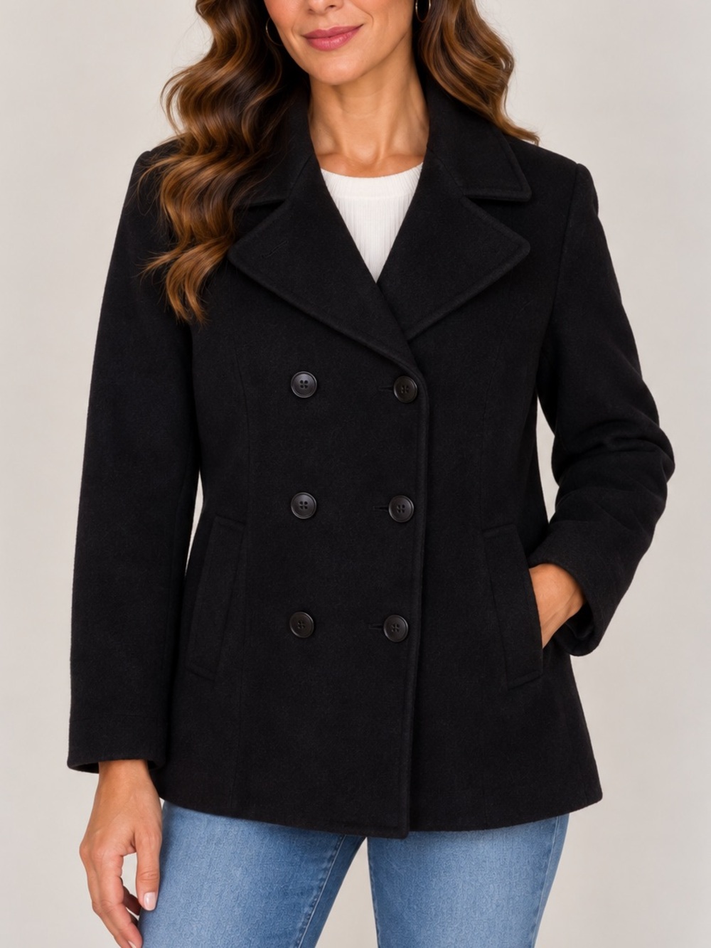 Vintage Herman Kay‎ Wool Pea Coat Black
